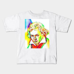 Ludwig van Beethoven Colourful Portrait | Ludwig van Beethoven Artwork 11 Kids T-Shirt